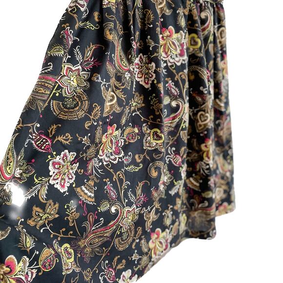 Vintage floral vine union made pleated knee length skirt retro prairie size M/L - Picture 3 of 8
